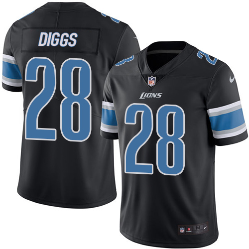Men's Limited Quandre Diggs Nike Jersey Black - #28 Rush NFL Detroit Lions